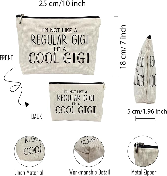 huester Gigi Gifts Makeup Bag, Gigi Gifts for Grandma Make Up Bag, Mothers Day Gifts for Gigi, Grandma Gifts, I’m Cool Gigi Cosmetic Bag Travel Makeup Make Up Pouch Gifts for Gigi Grandma Purse