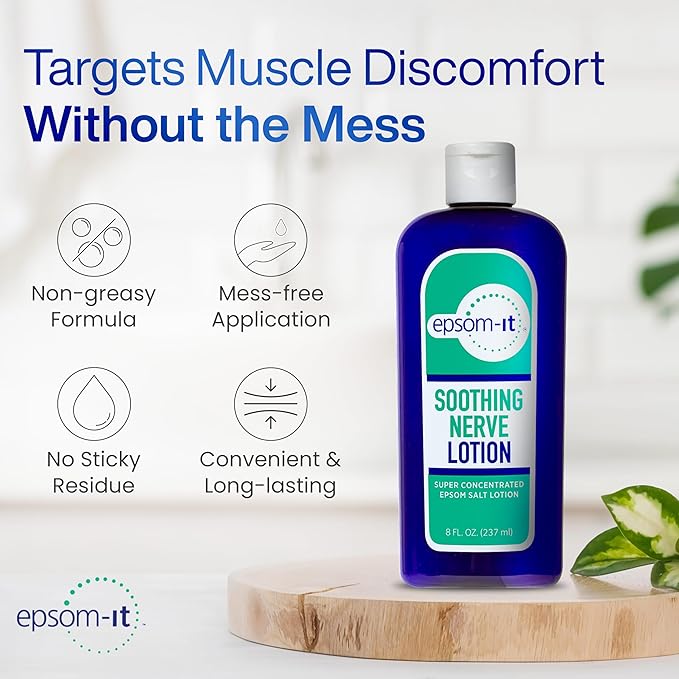 Epsom-It Soothing Nerve Lotion - Epsom Salt Magnesium Lotion, Topical Magnesium Cream with Capsaicin & Arnica to Provide Comfort for Legs, Knee and Feet, 8.0 oz.