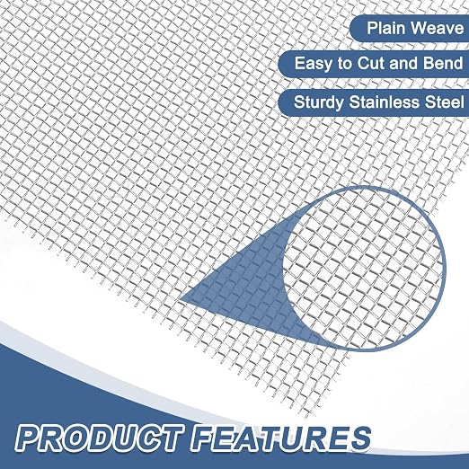 uxcell 10 Mesh 79" x 12" Woven Wire Mesh, 304 Stainless Steel Air Vent Filter - Image 3