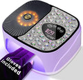 LIMEGIRL UV LED Nail Lamp Kit for Gel Polish Professional Fast Curing Purple Dryer Light Set with 4 Timer Settings Cordless Rechargeable Nail Art Cure Machine with UV Gloves for Manicure Pedicure