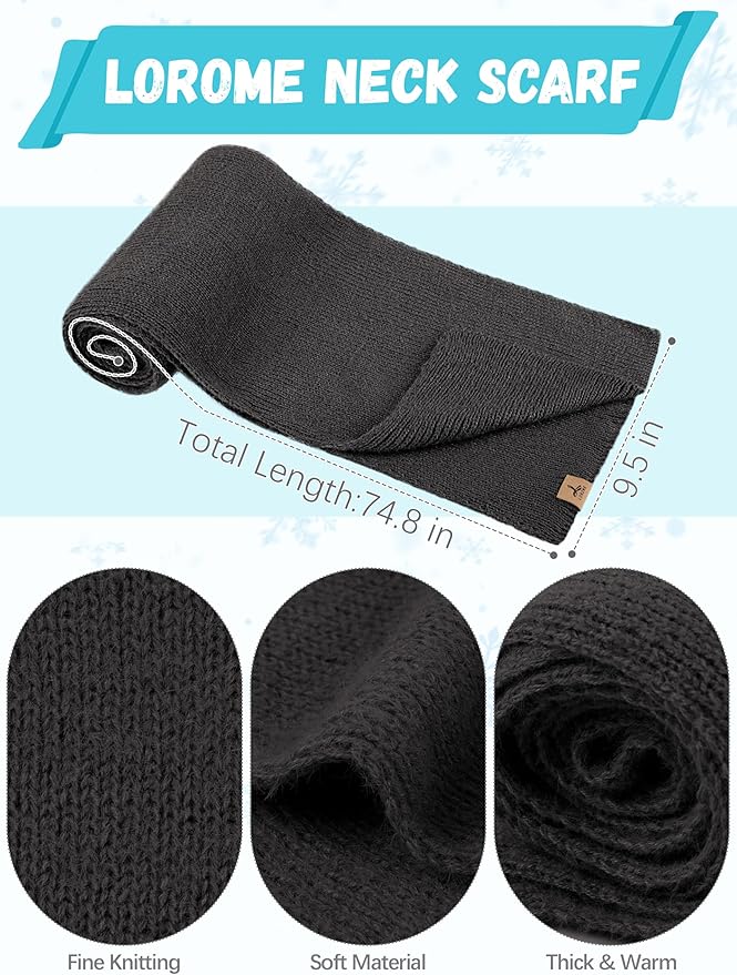 Winter Beanie Hat Scarf Gloves, Warm Fleece Knit Hat Long Scarf Neck Warmer Touch Screen Winter Gloves Set Gifts for Women