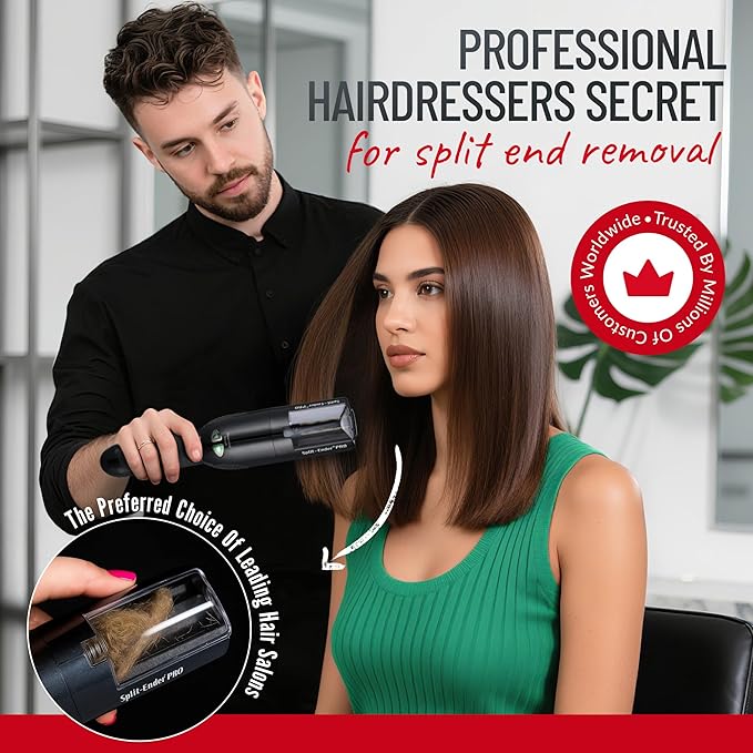 Split-Ender PRO - Professional Hair Trimmer with Charging Station, Automatic Split End Remover for Frizzy, Dry, Damaged, Colored, Broken, Curly, Straight or Bleached Hair Types, Hair Styling Tool