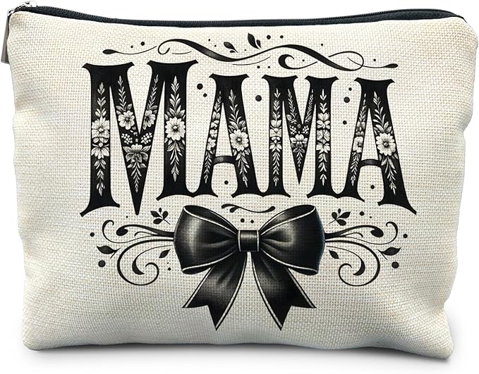 Mama Goth Bow Makeup Bag, Mother's Gifts for Mama Makeup Zipper Pouch, Mom Cosmetic Bags for Women, Mama Mom Gifts from Daughters Sons