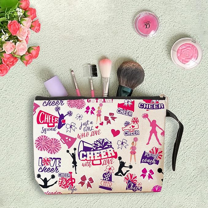 Cheerleading Gifts Cosmetic Bag Cheer Makeup Bag Cheer Stuff Cheerleading accessories for Girls Cheerleader Gift Cheerleader sister gifts Birthday Gifts for Teens Girls Girlfriend
