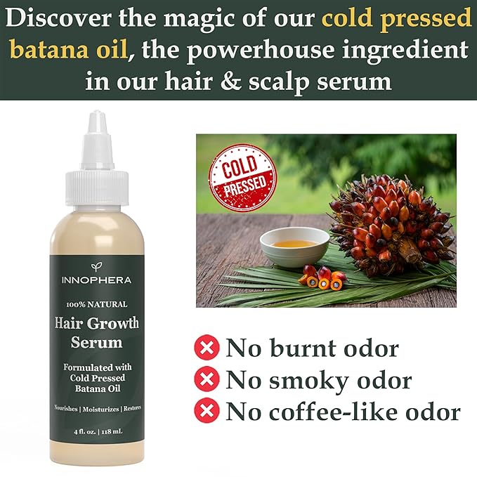 Batana Oil Hair Growth & Scalp Serum ‒ With Jojoba, Argan, Rosemary & Lavender Oils ‒ Natural Vegan Thickening, Moisturizing & Strengthening Serum ‒ 4 fl. oz.