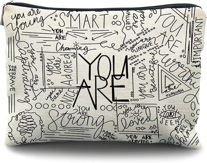 Inspirational Canvas Makeup Bag for Teen, Mental Health Gifts for Teen Girls, Inspirational Gifts for Women