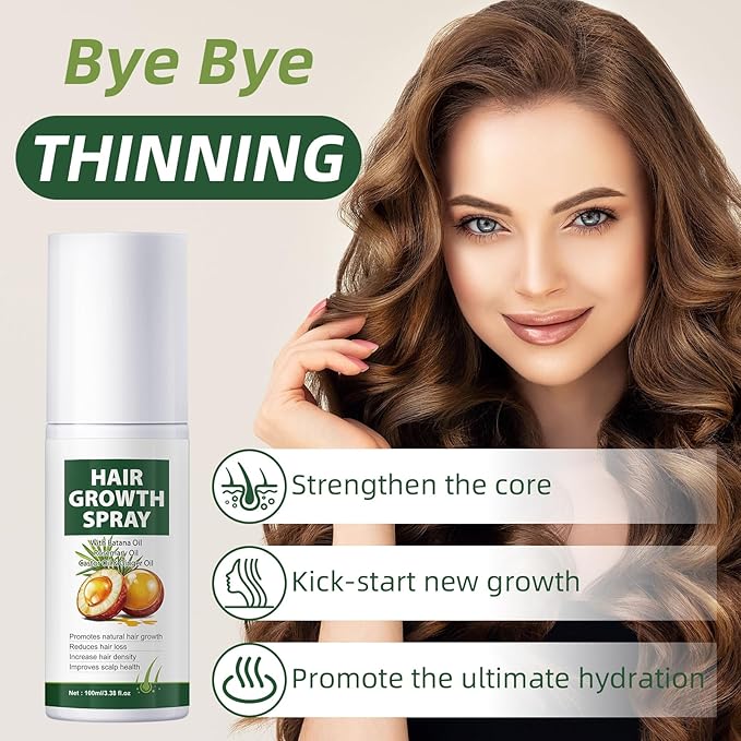 Hair Growth Oil Spray Batana Oil Dr Sebi Organic With Rosemary Castor Ginger, Natural Hair Loss Treatments for Women Men Promotes Regrowth Reduces Loss Thinning Strengthen Scalp Nourishes Dry