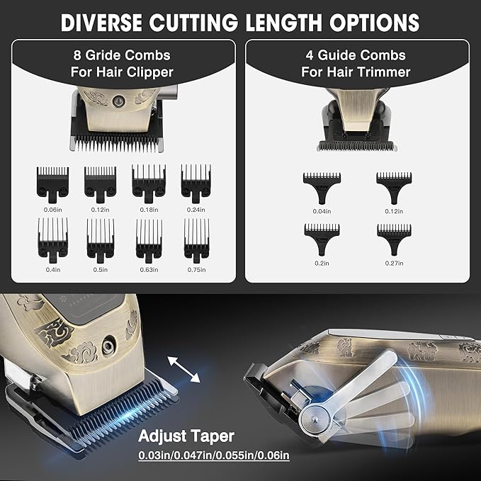 Karrte Professional Hair Clippers and Trimmer Set, 2 in 1 Hair Clippers for Men, Pro Clipper, T-Shaper Trimmer, Cordless Clippers and Grooming Set, Hair Cutting Kit for Gift