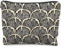 Abstract Black and Beige Makeup Bag, Art Deco Feather Palm Botanical Cosmetic Bags for Women, Mid Century Modern Art Zipper Makeup Pouch