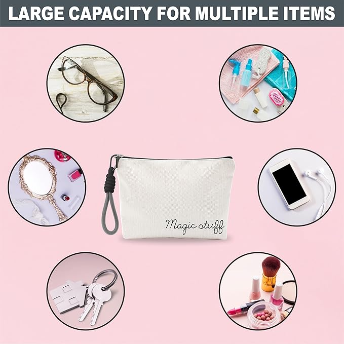 Funny Make Up Bag For Woman, Cosmetic Bag With Hand Strap - Magic Staff - Lined Toiletry Bag, Minimalism Pouch, Girl Organizer With Zipper, Women Essentials & Accessories - B10