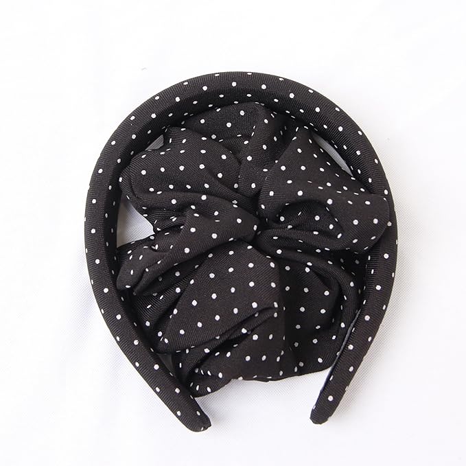 Headband and Scrunchie Set for Women 2Pack Hair Ties for Girls Elastics Bands Ponytail Holder Hair Accessories Black Dot
