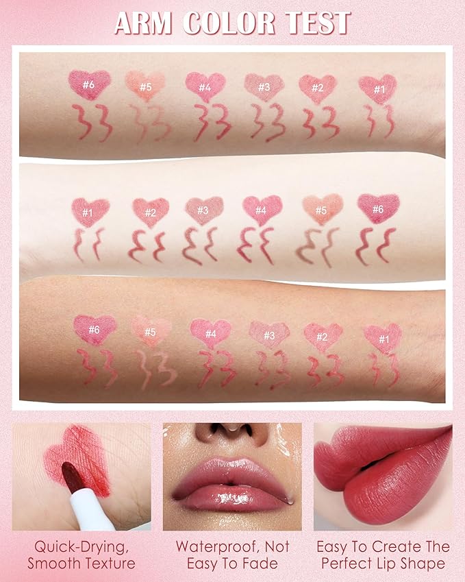 Lip Stain Makeup Pen-Hydrating Lip Tint Stain Lip Liner Tattoo Pencil,Matte Color Look,Longlasting Waterproof Lipstain Lipgloss,Precise Chisel Tip Smooth,Christmas Makeup Gift for Women-02+04+05