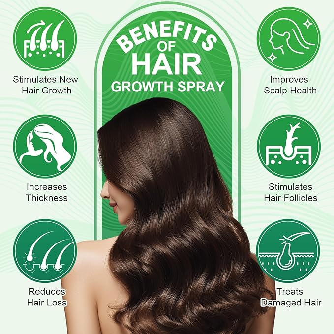Hair Growth Spray, 2 Pack Natural Hair Growth Oil Spray With Biotin, Batana, Rosemary, and Castor Oil, Caffeine Ginseng Support Scalp Care Treatment, Thinning Hair Regrowth Thickening, Reduce damage