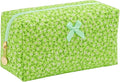 Floral Cotton Makeup Brush Cosmetic Bag for Women & Men, Travel Quilted Zipper Pouch, Large Capacity Flowers Toiletry Organizer, Kawaii Makeup Storage Case, Cosmetic Travel Cloth Bag-Green Floral