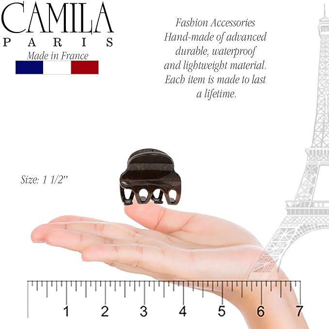 Camila Paris CP3128 French Hair Clip for Women, Small Brown Girls Hair Claw Clips Fashion Durable Hair Accessories for Women, Luxury Ladies Strong Hold No Slip Grip Clamp, Made in France