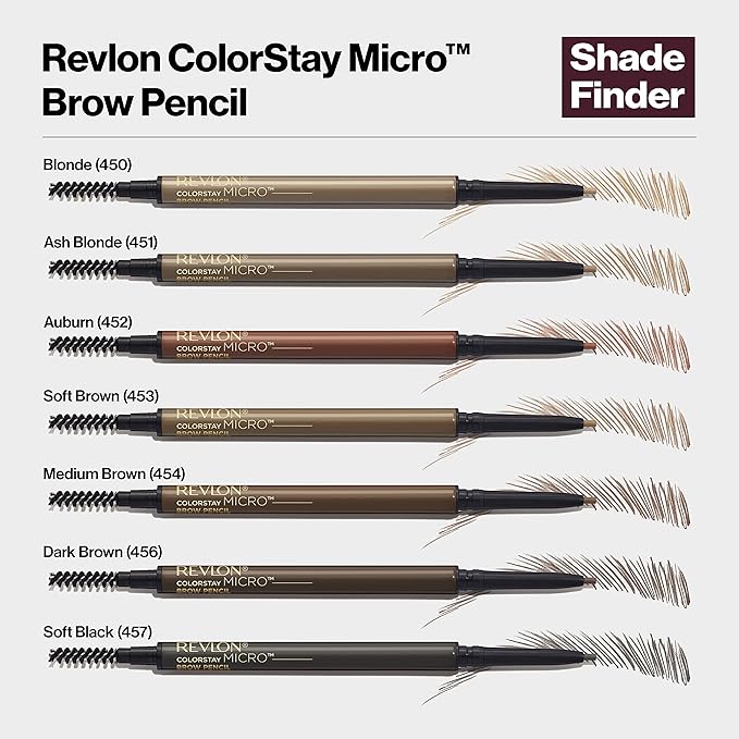 Revlon ColorStay Micro Eyebrow Pencil with Built In Spoolie Brush, Infused with Argan and Marula Oil, Stocking Stuffer for Her, 454 Medium Brown, 0.003 oz