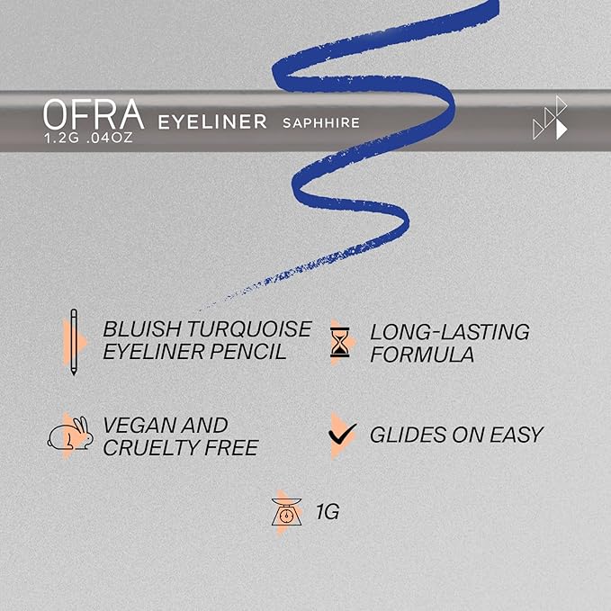 Ofra Eyeliner Pencil - Sapphire | Precision Blue for Bold, Long-Lasting Looks | Waterproof and Smudge-Proof Formula | Easy Glide Application for Intense Definition and All-Day Wear