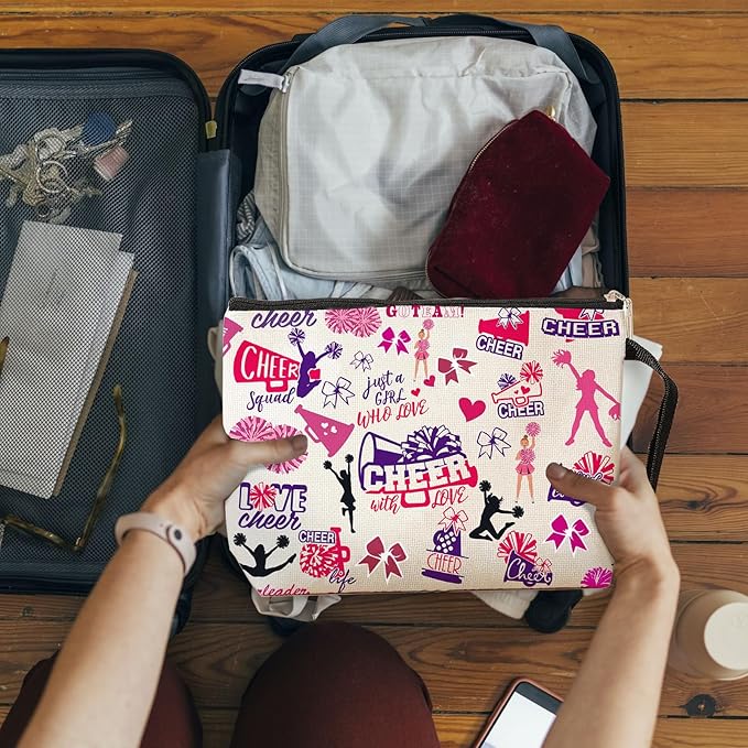 Cheerleading Gifts Cosmetic Bag Cheer Makeup Bag Cheer Stuff Cheerleading accessories for Girls Cheerleader Gift Cheerleader sister gifts Birthday Gifts for Teens Girls Girlfriend