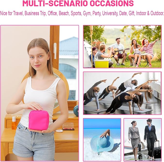 Travel Essentials Makeup Bag for Women Water-resistant Toiletry Organizer Nylon Cosmetic Pouch Preppy Stuff