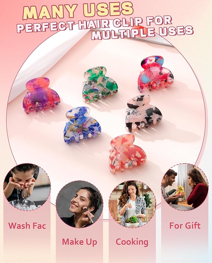 Claw Hair Clips Jaw Clamps - 12PCS Small Hair Claw Jaw Clamp for Thin Hair Styling Accessories Classic Hair Clamp for Women Girls (Flower#1)