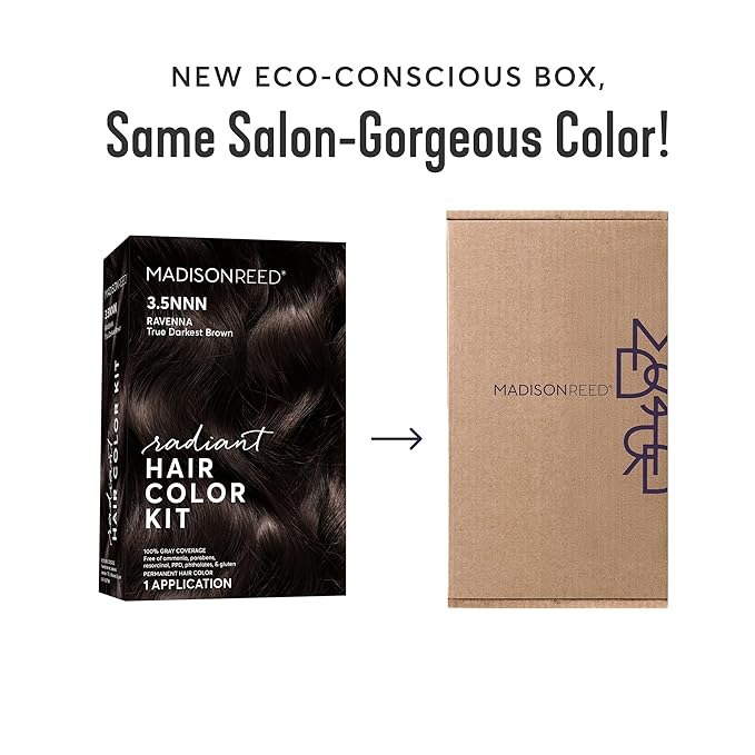 Madison Reed Radiant Hair Color Kit | 3.5NNN Darkest Brown-Black (Ravenna Brown) 100% Maximum Gray Hair Coverage | Permanent Hair Dye for Resistant Grays | PPD-Free & Ammonia-Free |2 Pack