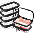 Sanwuta 6 Pcs Clear Hard Zipper Case Hard Plastic Zipper Pouches Makeup Bag Pencil Pouches Transparent Cases for Snacks Plastic Storage Organizer Box for Travel(Black,5 x 3 x 2 Inch)