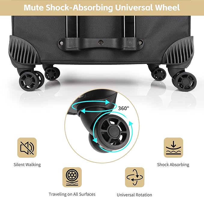 TANTO Rolling Makeup Bag, Makeup Case on Wheels Professional Makeup Artist Bags 2 in 1 Cosmetics Organizer Extra Large Cosmetology Case with 360° Swivel Wheels and Adjustable Dividers