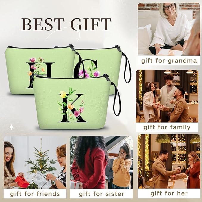 Birthday Thank You Appreciation Monogrammed Gifts for Mom Aunt Teacher Sister Friend Coworkers Bride Bridesmaid Makeup Cosmetic Bag with Mirror Mothers Day Christmas Graduation K