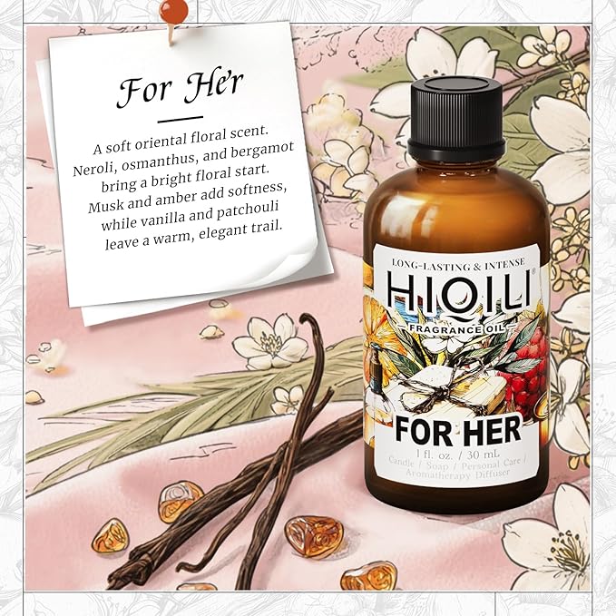 HIQILI for Her Fragrance Oil for Candle Making, Bath Bombs, Soap Making Supplies, Add to Body Lotion, Women Scented Oil - 1 Fl Oz