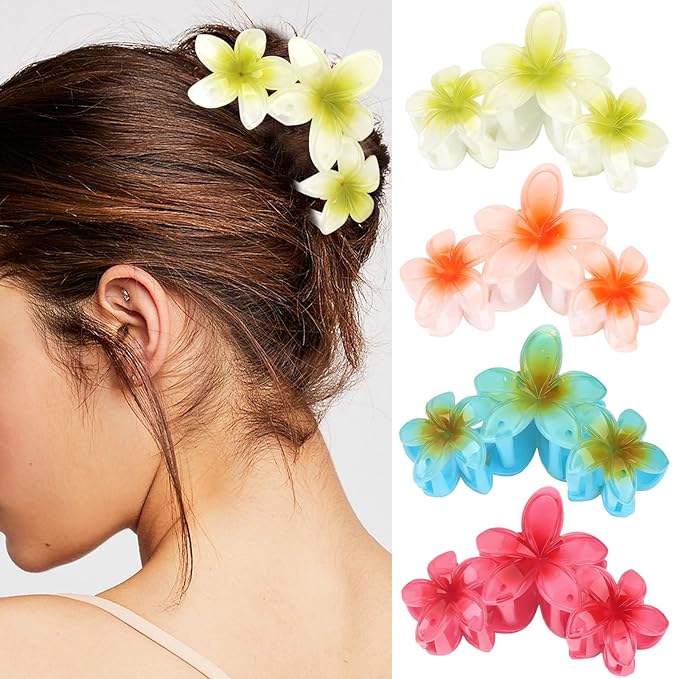 Ondder 4 Pcs Flower Hair Clips for Women Big Flower Claw Clips Large Matte Hair Clips for Thick Hair Non Slip Strong Hold Jaw Hair Clips for Women's Hair Flower Hair Accessories for Women Girls