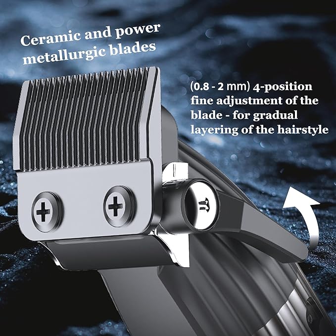 KEMEI 8536 Professional Hair Clippers for Men, Cordless Barber Clipper and Trimmers Set with LED Displays, 9000 RPM Hair Cutting Kits with Charging Bases, Mens Grooming Kit