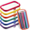 Sanwuta 6 Pcs Clear Hard Zipper Case Hard Plastic Zipper Pouches Makeup Bag Pencil Pouches Transparent Cases for Snacks Plastic Storage Organizer Box for Travel