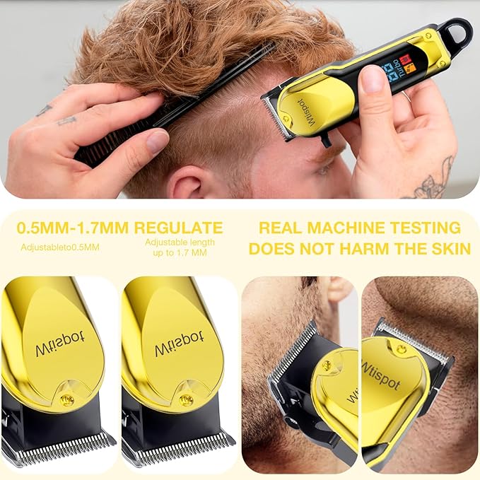 Hair Clippers Set for Men,Hair Clipper Trimmer with LED Display, Professional Cordless Hair Clipper Shaver Beard Trimmer, Hair Cutting Machine for Men, Holiday Gift for Father's Day Gift(with Apron)