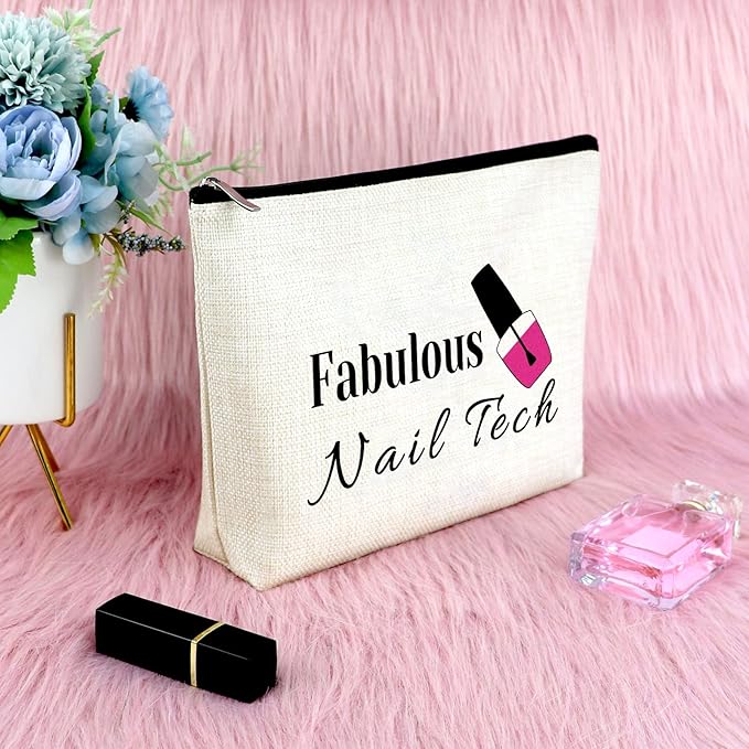 Nail Artist Appreciation Gift Makeup Bag Nail Technician Gift for Women Graduation Presents Cosmetic Bag Retirement Birthday Presents for Her Women Christmas Thanksgiving Keepsake Travel Pouch