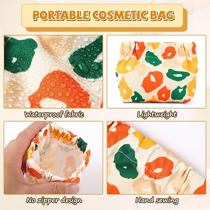 AUGSUN 6PCS Elastic Hair Tie Organizer, Aesthetic Hair Tie Organizer，Lipstick Bag, Elastic Storage Bag, Travel Floral Makeup Pouch