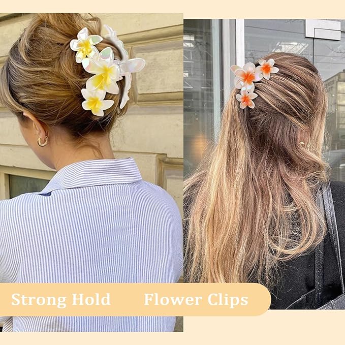 Hawaiian Flower Hair Clips Large Matte Hair Claw for Women Non-Slip Strong Hold Clips for Thick Hair, Hair Accessories