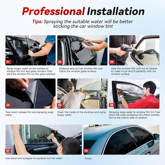 Vepagoo 5% VLT Ceramic Car Window Tint Film (24" x 15FT) - Heat & Glare Reduction, Blocks UV & IR Rays, Scratch Resistant, Privacy Car Window Tint Fit for Sedan SUV
