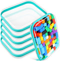 Sanwuta 6 Pcs Clear Hard Zipper Case Hard Plastic Zipper Pouches Makeup Bag Pencil Pouches Transparent Cases for Snacks Plastic Storage Organizer Box for Travel(Teal,9.84 x 7.87 x 2 Inch)