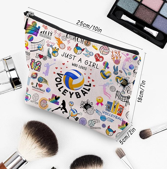 Volleyball Gifts Makeup Cosmetic Bag for Women, Volleyball Stuff Accessories for Volleyball Players Teams, Volleyball Travel Bag Pouch Purse for Men Women