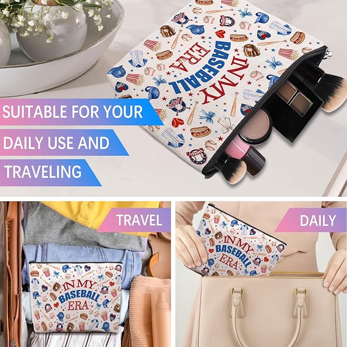 Baseball Gifts Makeup Bag for Women Birthday Gift for Baseball Lovers Baseballs Fans Merch Cosmetic Bag Pouch