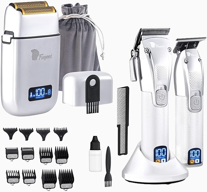 Fagaci Hair Clippers for Men & Double Foil Shavers, Barber Clippers for Hair Cutting, Cordless Hair Clippers and Trimmers Set, Maquina de Cortar Cabello, 5 Speeds Electric Shavers for Men