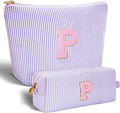 Personalized Makeup Bag for Women Girls - Fashion Cosmetic Bag Trendy Travel Toiletry Bag with Initials Letter - Teen Gifts - Lavender,P