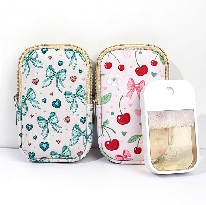 COOKOOKY 2 Pack Hand Sanitizer Spray Case Compatible with Touchland, Hand Sanitizer Holder, Mini Zippered Pouch, Small Makeup Bag for Women Friends Girls Gifts Idea