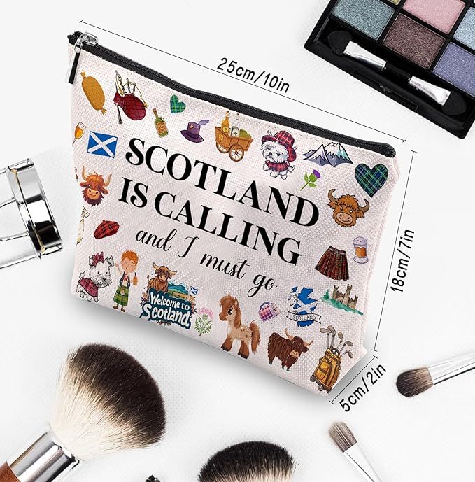 Scottish Gifts Makeup Bag, Edinburgh Gift - Scotland Travel Essentials Souvenirs for Women