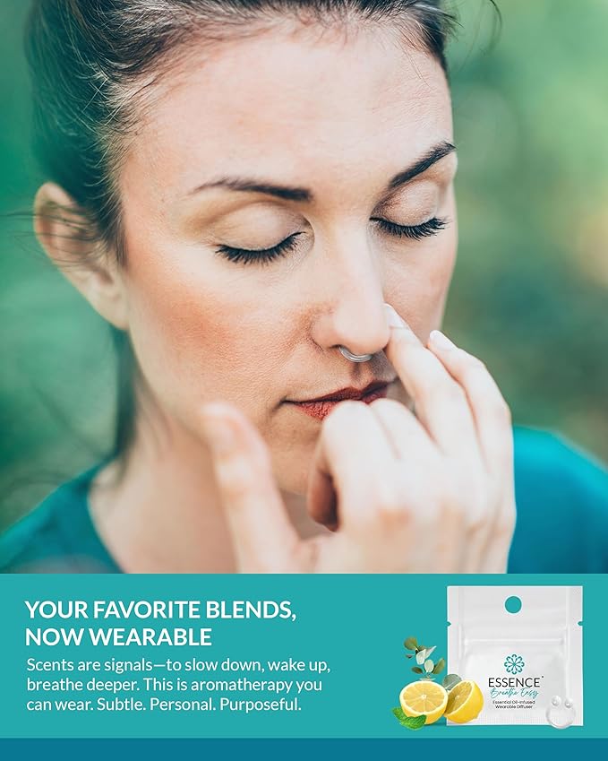 Essence Wearable Aromatherapy Nasal Diffuser – Breathe Easy Essential Oil Nose Ring – Personal Scent Clip for Travel, Work & Everyday Use – Made in USA (3 Pack)