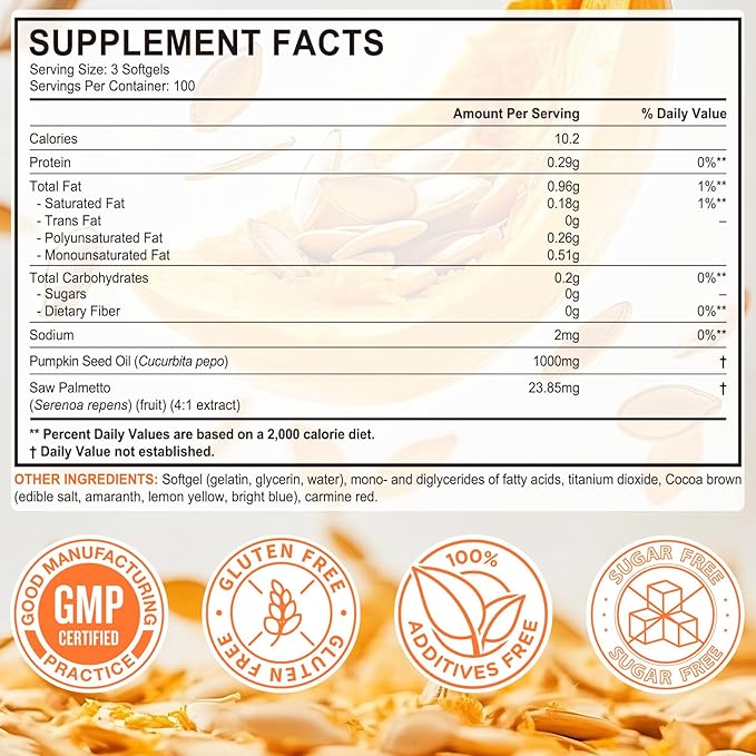 Pumpkin Seed Oil Capsules 2 Pack, 1000mg Per Serving, Supports for Hair Growth, 600 Softgels