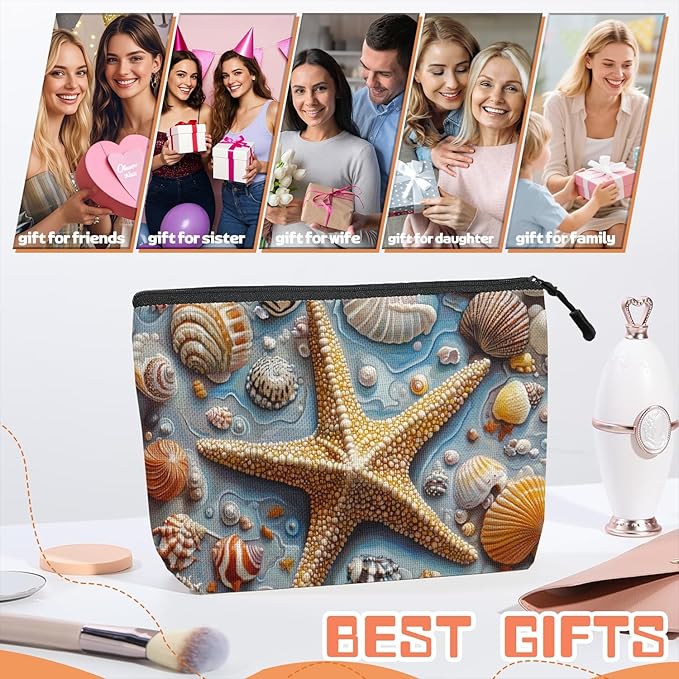 Cosmetic Bags Travel Makeup Toilet Case Waterproof Pouch for Women Girls 6.7X9.45inches - The Enchanting Allure of Marine Treasures