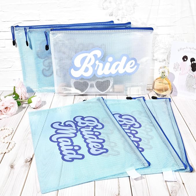 SOIDRAM 6PCS Bridesmaid Makeup Bag Clear Zippered Bag Bridesmaid Proposal Gifts Cosmetic Pouch for Wedding Party Favors Bachelorette Party Decorations Toiletry Organizer Bag Cosmetic Case Gift