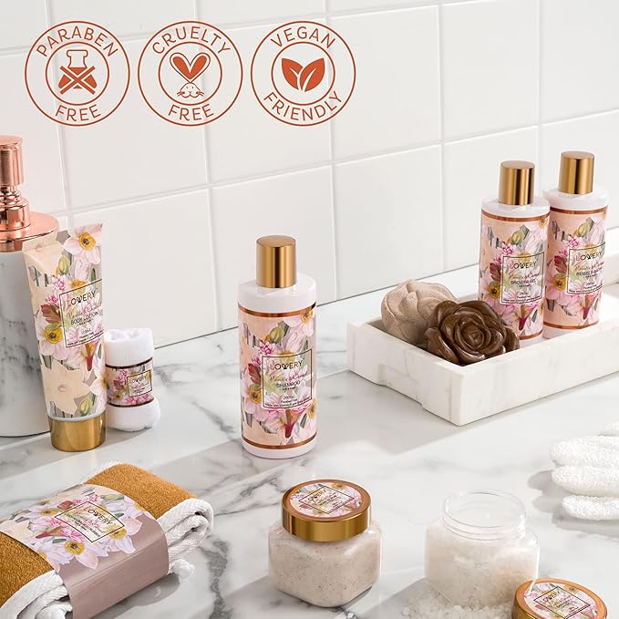 Christmas Gifts, Bath and Body Gift Set for Women and Men, Vanilla Coconut Birthday Gift Basket, 13pc Spa Gift Set, Gifts for Mom, Gift Sets for Women - Bath Bomb, Body Lotion, Bubble Bath & More