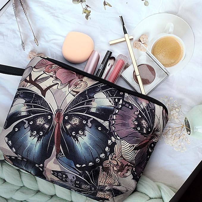 Cute Animal Lovers Gifts Butterfly Cosmetic Bag Makeup Pouch with Zipper (butterfly)